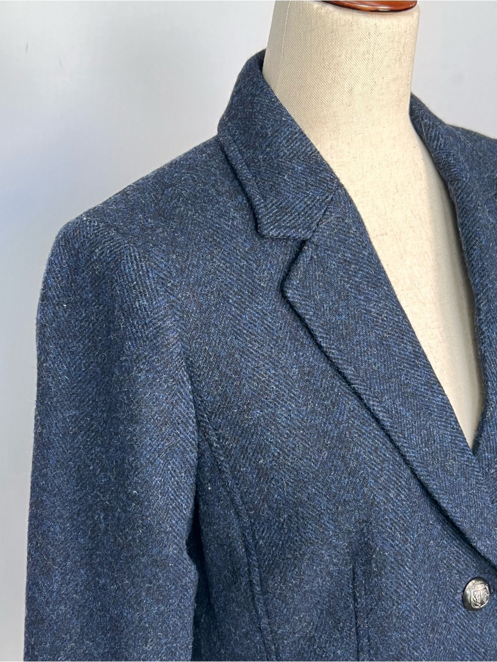 Talbots Navy Herringbone Wool-Blend Blazer - Picture 2 of 12